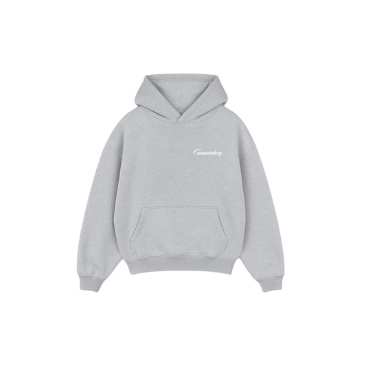 Move With Purpose Hoodie in grey, made of cotton and polyester, featuring a regular fit, heavyweight fabric, and unique design.